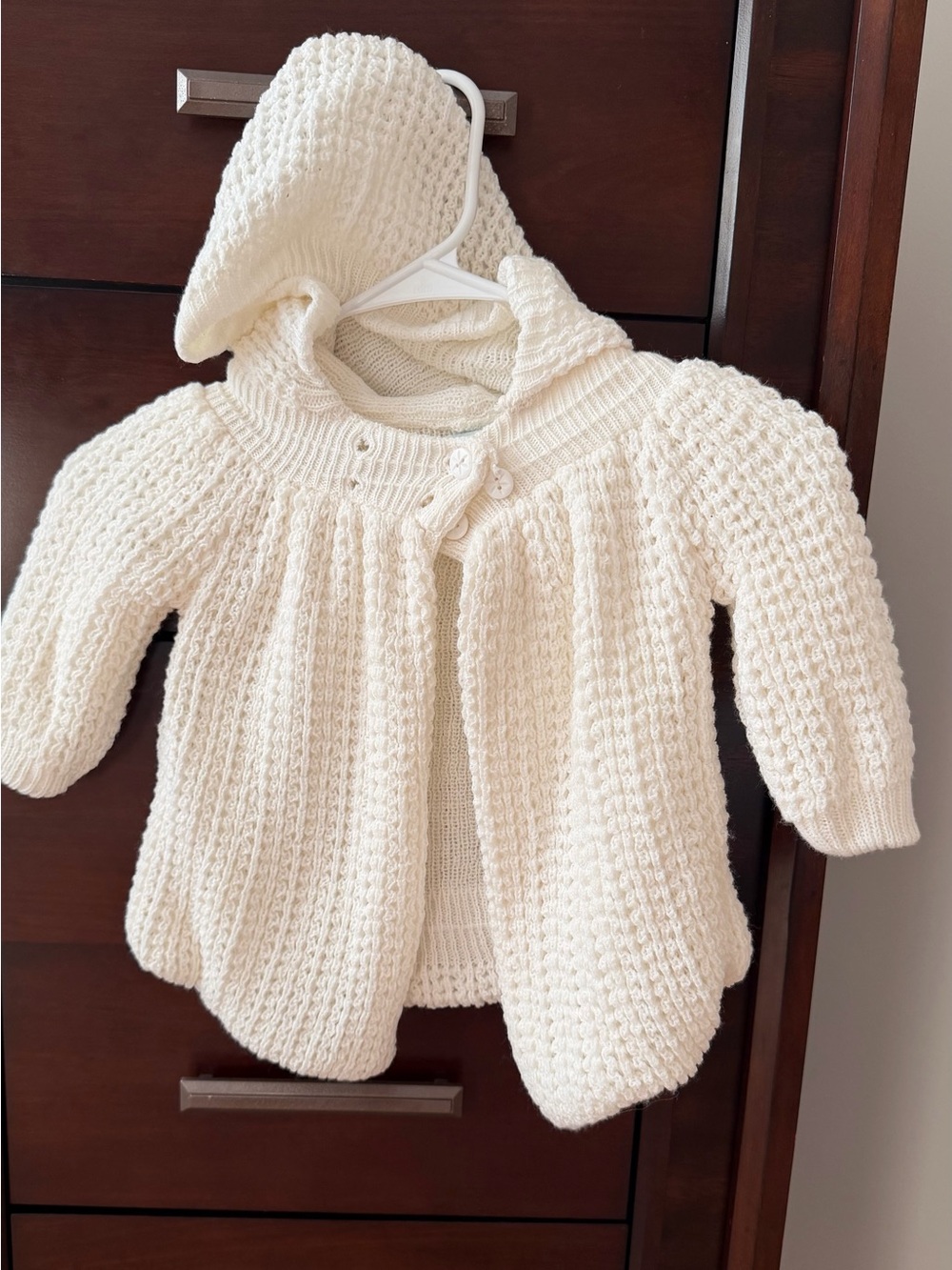 Cream Knit Hooded Baby Cardigan - Soft Hooded Sweater